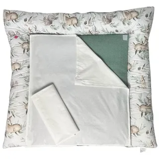 Babymajawelt Wickelauflage Stoff Wickelauflage Reh Super Soft 70x75 cm, Doppelbezug (3er Set, 3-tlg., Wickeltischauflage + 2 Frotteebezüge), Plastikfrei, Waschbar, Weich, Allergiker geeignet, Made in EU grün