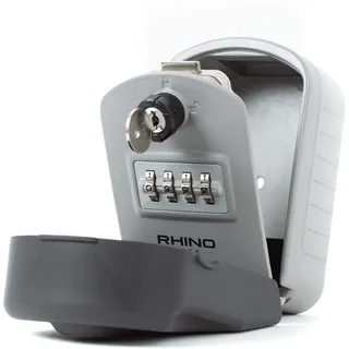 Rhino Lock – Kombi Schlüsseltresor zur Wandmontage - Schließfach/Schlüsselkasten Großer Innenraum für Schlüssel mit 4-stelligem Code, Notschlüsselzugang & patentiertem Code-Wiederherstellungssystem