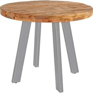 Esszimmertisch rund 120 cm Mangoholz naturfarben silber Adelina - Naturbelassen