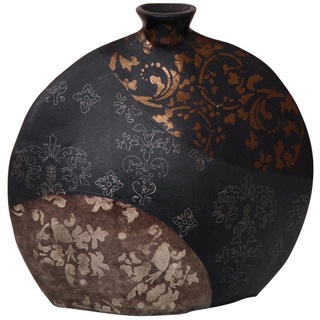 Holländer Dekovase MARY OVAL KLEIN Keramik schwarz-bronze-silber