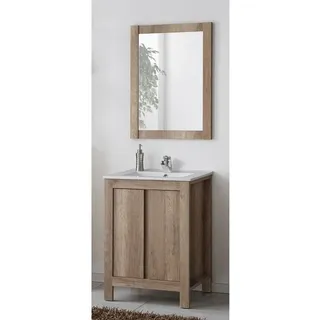 Badezimmer Waschplatz inkl. 61cm Waschtisch, Country Eiche Nb. MOSINA-56, b x h x t ca. 61 x 200 x 46cm