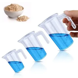 3-Teiliges Messbecher Set Mit Griff - 50ml, 100ml, 250ml - Hitzebeständig, Präzisions-Messbecher für Waschmittel, Küche, Labor, Autopflege - Feine