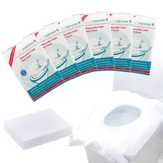 Romon 60 Stück Toilettenauflage Einweg, Spülbar Papier Toilettensitzbezüge, Tragbar Einweg Toilettensitz Sitzbezug für Hotel Outdoor Reisen