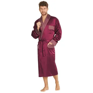 FOREX Lingerie edler und hochwertiger Herren Satin-Morgenmantel im tollen Design, 3XL, Bordeaux - Rot - 46