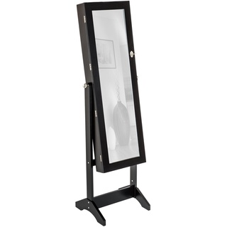 tectake® Schmuckschrank, Standspiegel mit Schmuckkasten, Spiegel groß mit Schrank Organizer für Schmuckaufbewahrung, Schmuck Organizer Geheimversteck Schrank Schlafzimmer - Schwarz