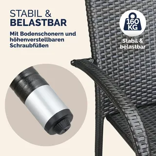 CASARIA Casaria® Gartenstühle 4er Set Stapelbar Braun