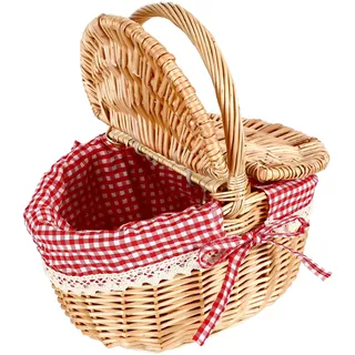 Garneck Picknickkorb Aus Rattan Kleiner Weidenkorb Rotkäppchen-picknickkorb Weidenkorb Mit Griff Osterkorb Deckel Aufbewahrungskörbe Aus Korbgeflecht Isolierter