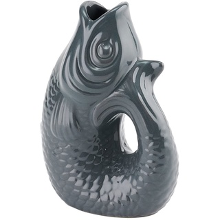 Gift Company Vase Monsieur Carafon XS, Dekovase in Fisch-Form, Steingut, Grau, 13 cm, 1087402004