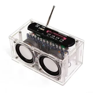 Lötübungs-Set, DIY-FM-Radio-Lautsprecher-Kit mit LED-Anzeige, Fernbedienung, 5-V-Netzteil, DAB-Tuner-Technologie, 2 x 3 W Ausgang, für pädagogische Lötprojekte