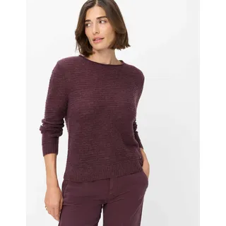 Strickpullover BRAX "Style LESLEY", Damen, Gr. 36, lila (dunkellila), Strick, 44% Polyamid, 28% Alpaka, 28% Wolle, Rundhals, Pullover Strickpullover, Strickpullover im Alpaka-Wollmix