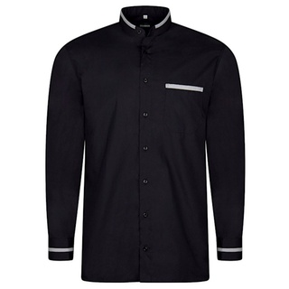 Huber Hemden Langarmhemd HU-0561 Stehkragen, Regular Fit - gerader Schnitt, Made in EU! grau|schwarz 5XL (51-52)