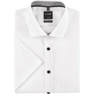 Businesshemd OLYMP "Luxor modern fit" Gr. 42, N-Gr, grau (weiß, anthrazit, kontrastfarbene details) Herren Hemden Kurzarm kurzärmlig