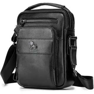 BAIGIO Leder Umhängetasche Herren Schultertasche Vintage Männer Tasche Crossbody Bag Herrentasche zum Umhängen Ledertasche mit Verstellbarem Gurt für Business Arbeit Reise
