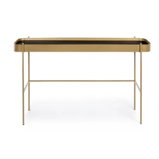 Natur24 Beistelltisch Konsolentisch Rashida 120,5 x 43 x 75 cm Stahl Glas Gold