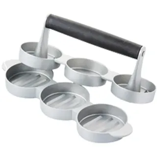 Barbecook Handliche Burgerpresse aus Aluminium Fuer schnelle und einfache Burger Patty auf dem Grill, Presse Fuer 3 Mini Hamburger Patties ideale Groeße Fuer Party Broetchen, Durchmesser 6,8 cm