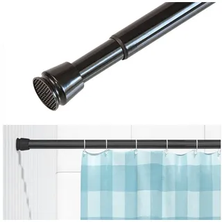 tinycurtains Klemmstange Teleskopstange 55-90 cm Türvorhangstange Duschvorhangstange Badstange, Ø 0.22 mm, 1-läufig, ausziehbar, klemmbar, geklemmt, Metall, Stange für Türvorhang ohne Bohren stufenlos verstellbar rostfrei schwarz