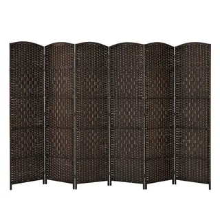 COSTWAY Paravent, Outdoor 6 TLG. Raumteiler 273x180cm klappbar braun