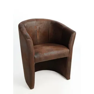 Kamil Cocktailsessel Design Sessel Clubsessel Loungesessel Farbe Antik Braun Microvelours (1 Set, 1-St., 1 Sessel), Lieferung kommt Aufgebaut braun
