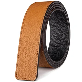 Vatee's Wendbare Echtledergürtel für Männer/Frauen Ersatzgurt ohne Schnalle 38mm breit 105cm lang Schwarz & Erde Gelb - EU90 Breite 38mm