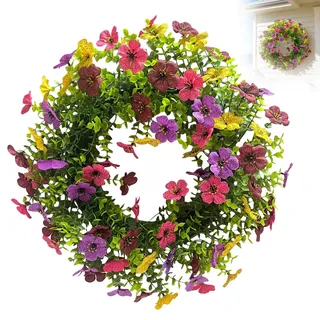 40 cm Türkranz, Veilchen, Frühlingskranz für Haustür, künstliche Blumen, grüne Blätter, Kränze, Frühling, Sommer, alle Jahreszeiten, Kränze für Bauernhaus, Hochzeit, Fenster, Wanddekorationen (grün)