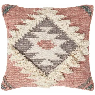 Homescapes Kelim Kissen Pali 45 x 45 cm Rosa/Grau