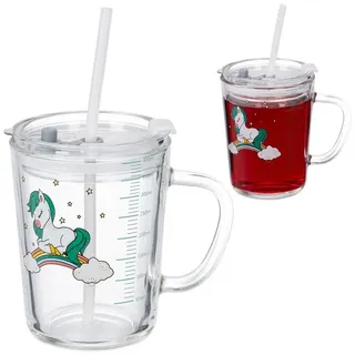 Relaxdays Kinderglas mit Pferdemotiv 0,3 l 2-tlg.