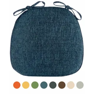 Sitzkissen Bunt 6er set, Stuhlkissen 40x40 mit bändern für Esszimmer, Sitzpolster Stuhl Trapez, Dick Rutschfestesstuhl kissen mit Abnehmbarem und Waschbar Bezug Blau