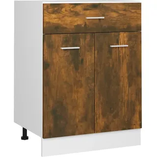 Heofavd Küchenunterschrank mit Schublade Lyon – Küchenschrank 60x46x81,5 cm – Beistellschrank für die Küche in Räuchereiche – Stabiler Küchen-Unterbau ohne Arbeitsplatte