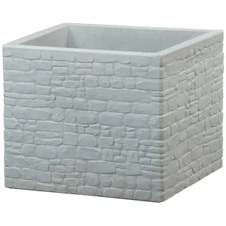 Scheurich Muretto 40, Pflanzgefäß/Blumentopf/Pflanzkübel, viereckig, Farbe: Stony Grey, hergestellt mit recyceltem Kunststoff, 10 Jahre Garantie, für den Außenbereich
