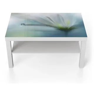 DEQORI Couchtisch 'Flüchtiger Tropfen', Glas Beistelltisch Glastisch modern blau|weiß 90 cm x 46 cm x 55 cm