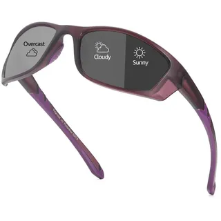 Myiaur Selbsttönende Fahrradbrille Damen Polarisiert Photochrome Sonnenbrille Sportsonnenbrille mit UV400 Schutz für Laufen Radfahren - 63 mm x 18 mm