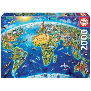 Educa 17129, Wahrzeichen der Welt, 2000 Teile Puzzle für Erwachsene und Kinder ab 12 Jahren, Sehenwürdigkeiten