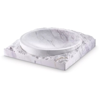 Casa Padrino Luxus Deko Marmor Schale Weiß 30,5 x 30,5 x H. 6 cm - Obstschale aus hochwertigem Marmor - Hotel & Restaurant Deko Accessoires - Luxus Qualität