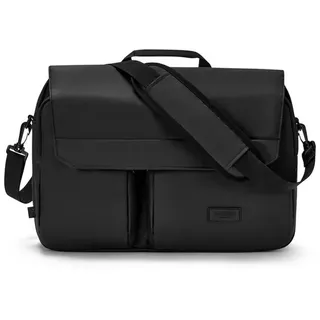 LARKSON Messenger Bag Emil Arbeitstasche Umhängetasche für Herren (1-tlg), Businesstasche mit Laptopfach & Trolleygurt, Wasserabweisend schwarz
