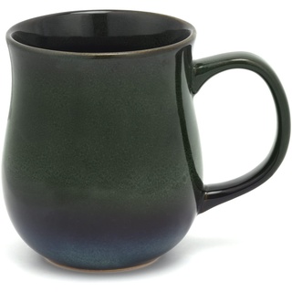 SECELES Große Kaffeetassen Becher 500ml, handgemachte Keramik Teetasse groß für Büro und Zuhause, Trinkbecher großer Griff, mikrowellen spülmaschinenfest, stilvolle Texturglasur (Ink Green)