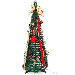 Aigostar Foldable Red Gold Decorations Warm White 1.8m Ip44 Indoor & Outdoor Weihnachtsbaum - Dark Green - 60 x 180 cm