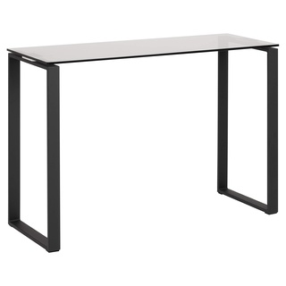 AC Design Furniture Jannis Konsolentisch mit Tischplatte aus Rauchglas und Schwarze Stahlsockel, Beistelltisch aus Gehärtetem Glas, Wohnzimmermöbel, Flurtisch, B: 110 x H: 76 x T: 40 cm