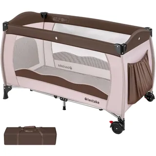Tectake tectake® Kinder Reisebett, klappbar, 2 Rollen mit Bremsen, inklusive Tragetasche, 126 x 65 x 80 cm
