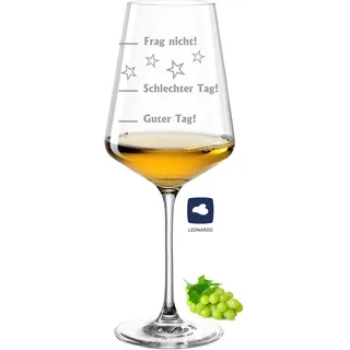 laser-diele Leonardo Puccini Weinglas mit Gravur als Geburtstagsgeschenk – Geschenke für Frauen – Stimmungsglas – Weißwein – Guter Tag Schlechter Tag