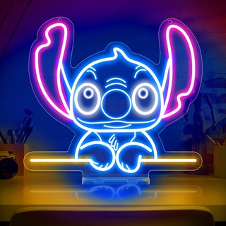 Lilo Stitch Lampe Neon Nachtlicht,Anime Stitch Neon Sign,Led Schild Neonlicht,Led Wanddeko Neon Sign,Wand Game Room,Girls Room Decoration,Geburtstagsgeschenk