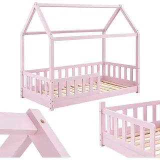 Juskys Kinderbett Marli 80 x 160 cm Kiefer massiv rosa