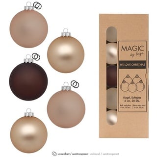 MAGIC by Inge Weihnachtsbaumkugel, Weihnachtskugeln Glas 6cm 20 Stück - Calm Grove braun