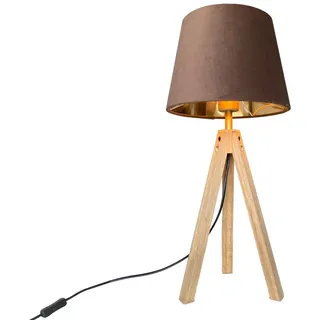 meineWunschleuchte Dreibein Tischlampe Braun Gold 3 St.