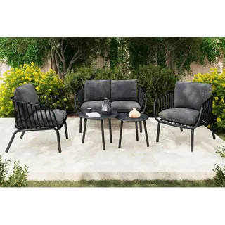 Ambia Garden Gartenset, Grau, Textil, 5-teilig, Füllung: Schaumstoff,Polyester, Bsci, Gartenmöbel, Gartenmöbel-Sets