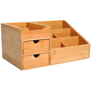 HOMCOM Schreibtischorganizer mit 2 Schubladen natur 33 x 20,5 x 15,5 cm (LxBxH)   Aufbewahrungsbox Büro Organisation Schreibtischbox