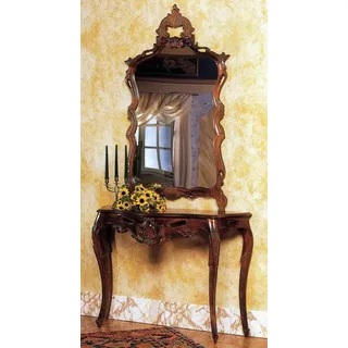 JVmoebel Schminktisch Spiegelkonsole im Landhausstil aus Holz in Braun (2-St), Made in Europa braun