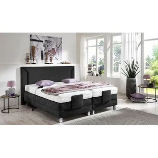 Boxbett, schwarz, B:104cm L:214cm, Bezug der Obermatratze: 100% Polyester, abnehmbar und waschbar bis 60C;Box und Kopfteil: Mikrovelours (100% Polyester), WESTFALIA SCHLAFKOMFORT, Komplettbetten, Boxspringbett, mit Motor
