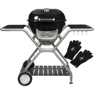 FEUERGOTT Outdoorchef Montreux 570 G Gasgrill, Kugelgrill mit Grillhandschuhen, 2 Brenner, Ringbrenner, Konvektionsgrillen, Wok Funktion, Deckelthermometer für Grill und BBQ