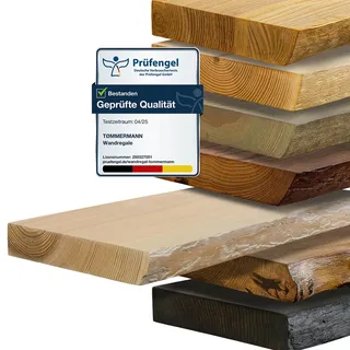 tømmermann - Wandregal mit Baumkante - massives Schweberegal Farbe Weißöl 70 cm Länge - Regalbrett aus Eschenholz 100% natürlich - Rustikales Wandboard mit unsichtbarer Wandmontage - Massivholzbrett