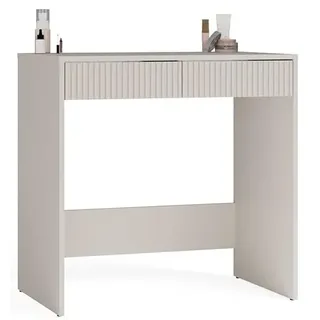 BDW Marina 2S Slim Schminktisch mit 2 Schubladen, 81 x 50 x 80 cm, Geriffelte Fronten, Kashmir-Beige